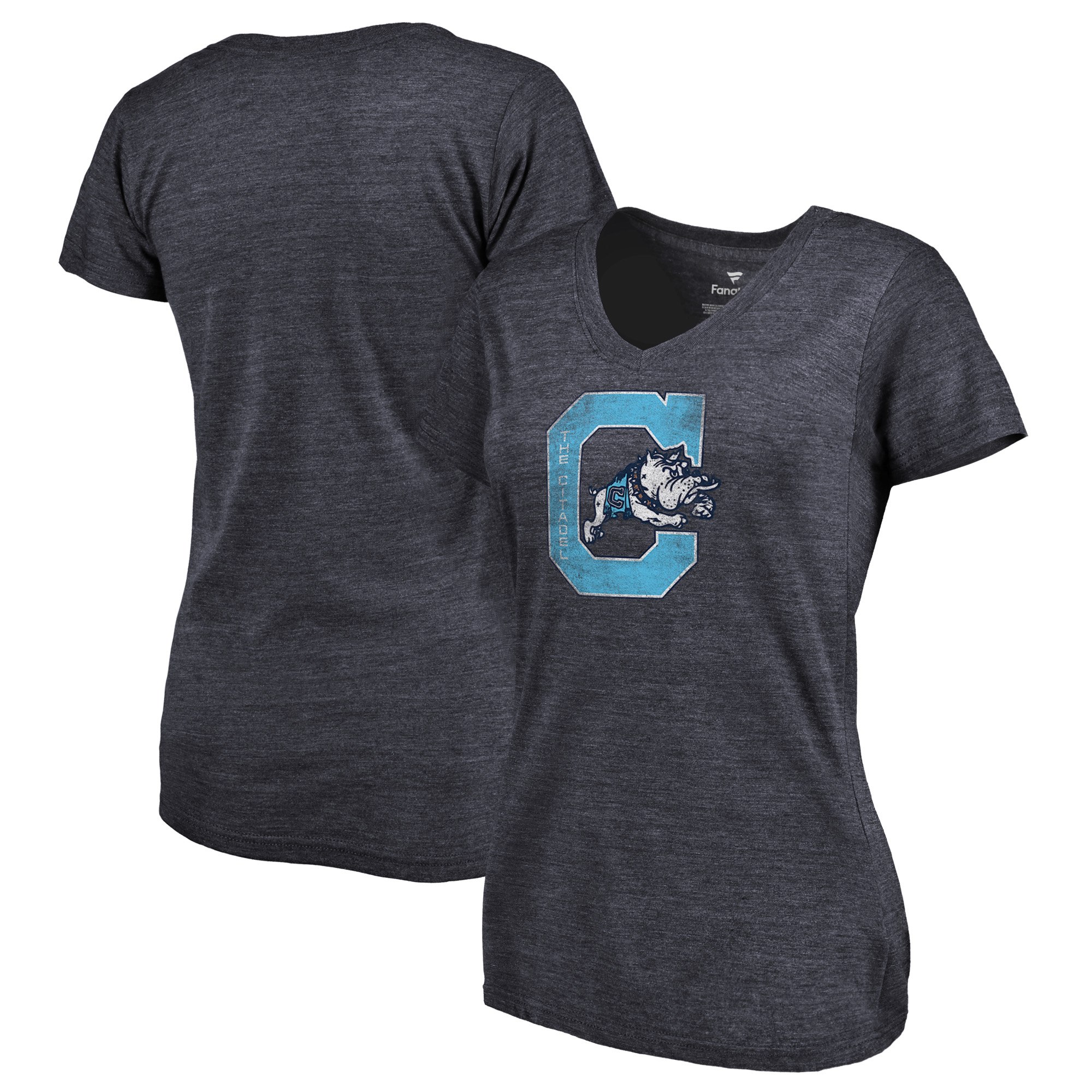 2020 NCAA Fanatics Branded Citadel Bulldogs Women Navy College Vault Primary Logo TriBlend VNeck TShirt->ncaa t-shirts->Sports Accessory